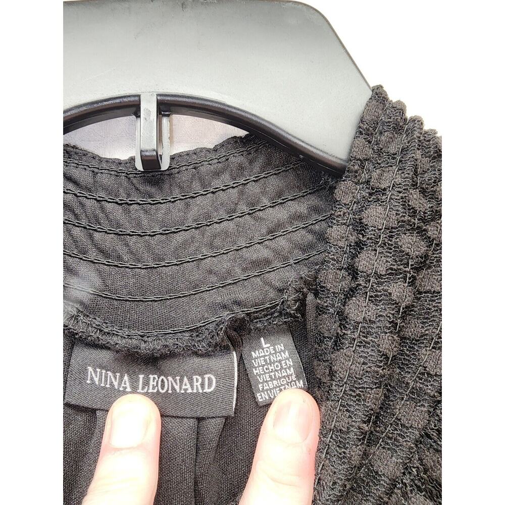 Nina Leonard Dress Womens Size Large Black Sheer High Neck Stretch Midi - Picture 3 of 10